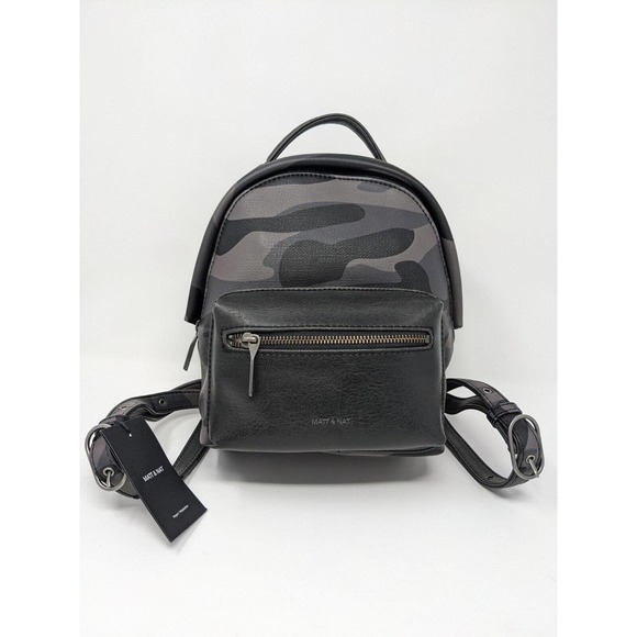 MATT AND NAT Bali Mini Vegan Leather Black Camo Small Backpack NWT main image 5